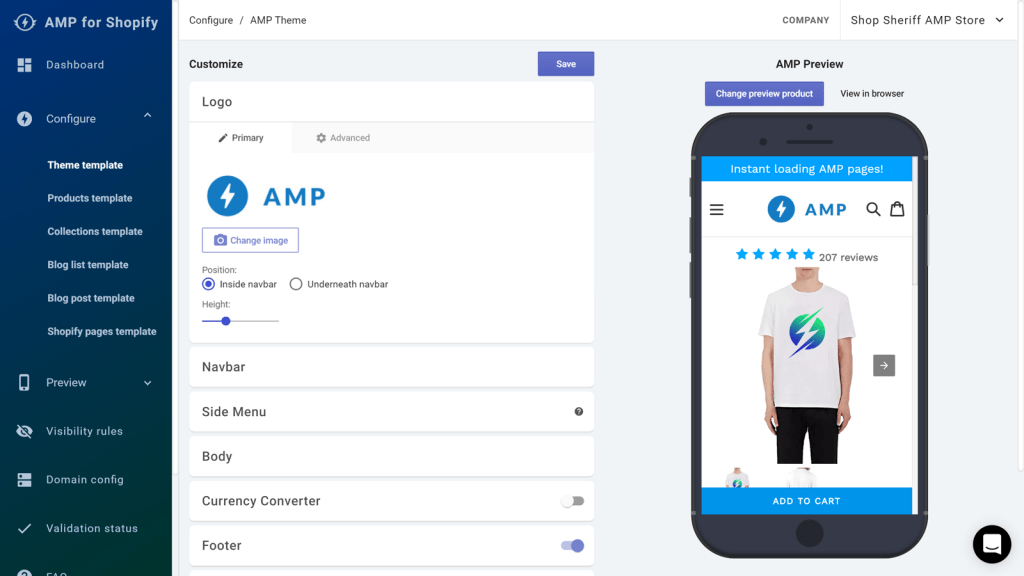 shopify amp view