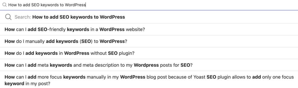 Quora answers for How to add SEO keywords to WordPress