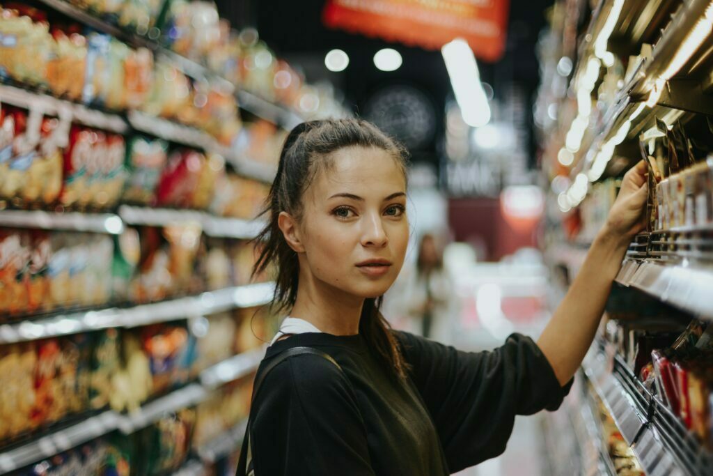 Woman shopping in supermarket