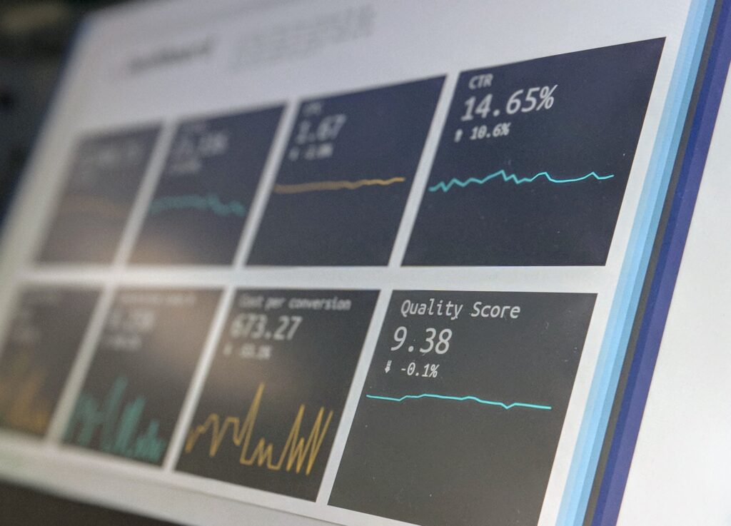 Screen displaying various analytics