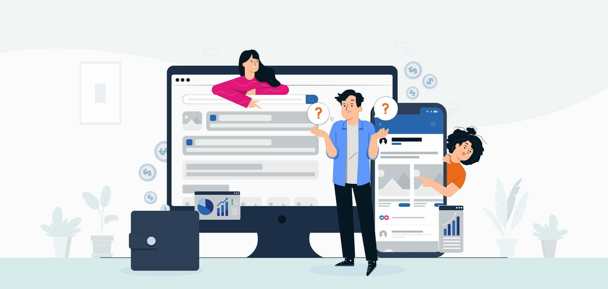 paid search marketing vs paid social ads banner