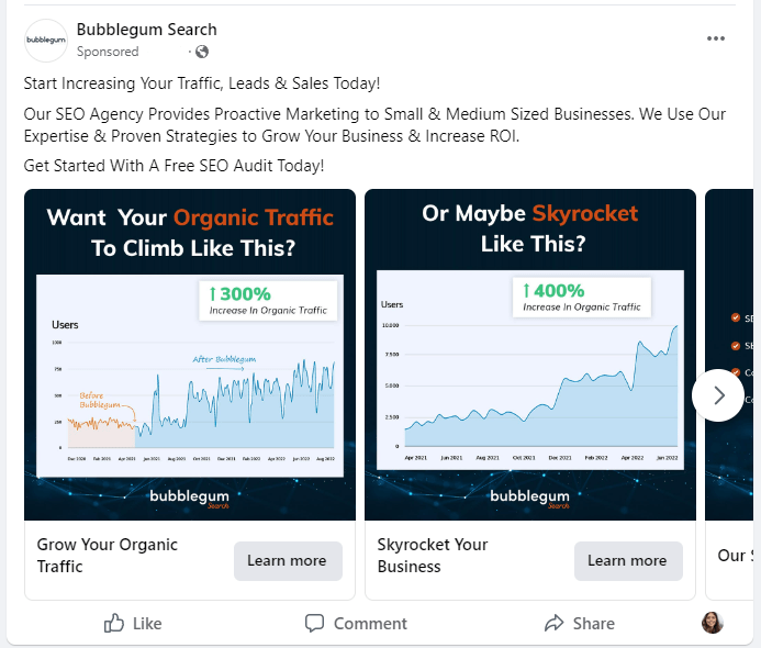 Example of a sponsored Facebook post