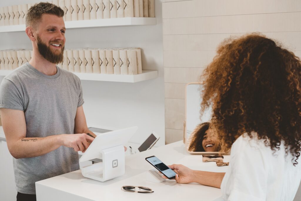 Customer making a transaction