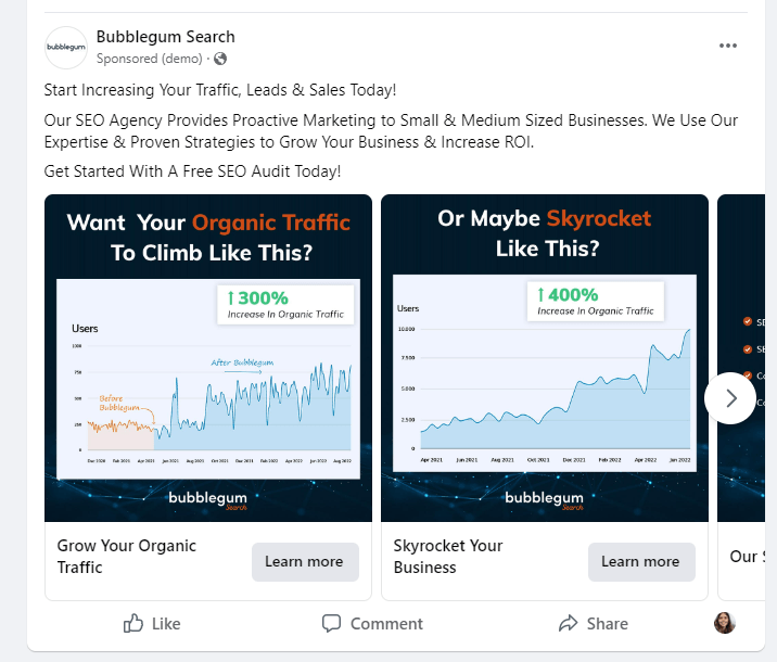 Example of sponsored Facebook Ads