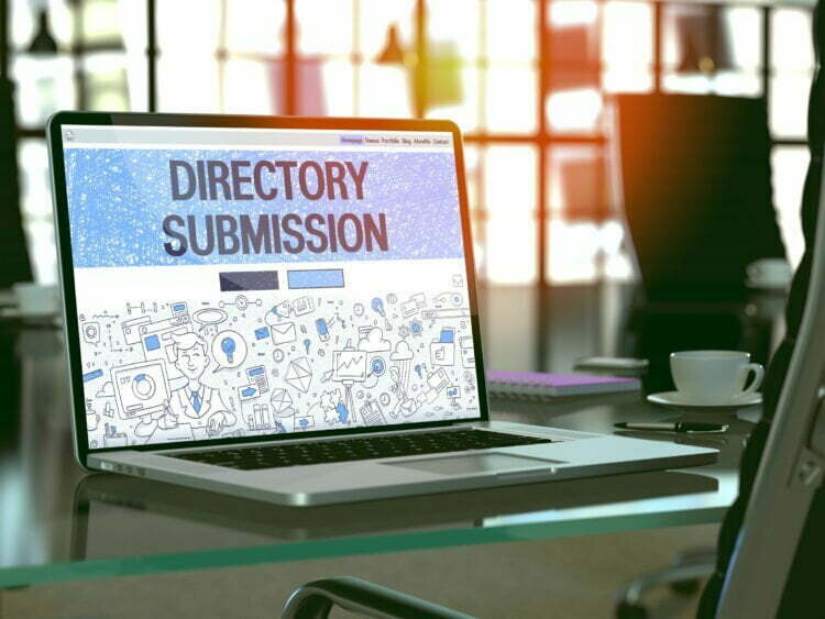 Directory submission page displayed on laptop